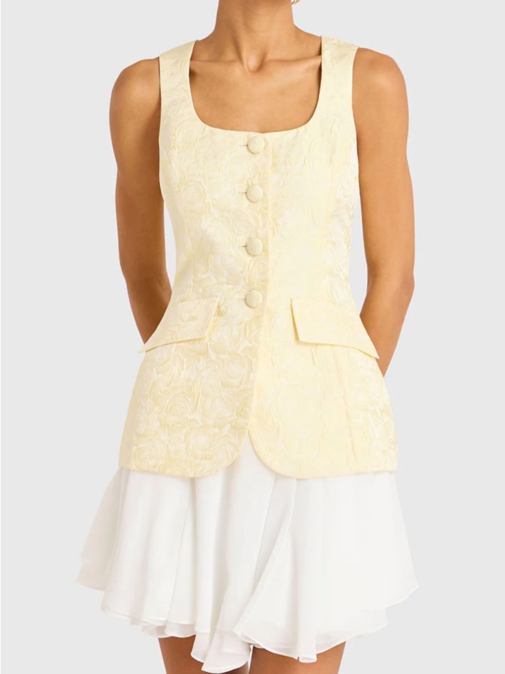 NWT Amanda Uprichard Lilibet Pale Yellow Dress